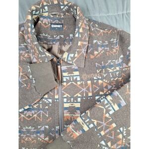 Hooey Men's Large Full Zip Brown/Blue Bomber Jacket HJ130BRAZ Cowboy Rodeo Chore